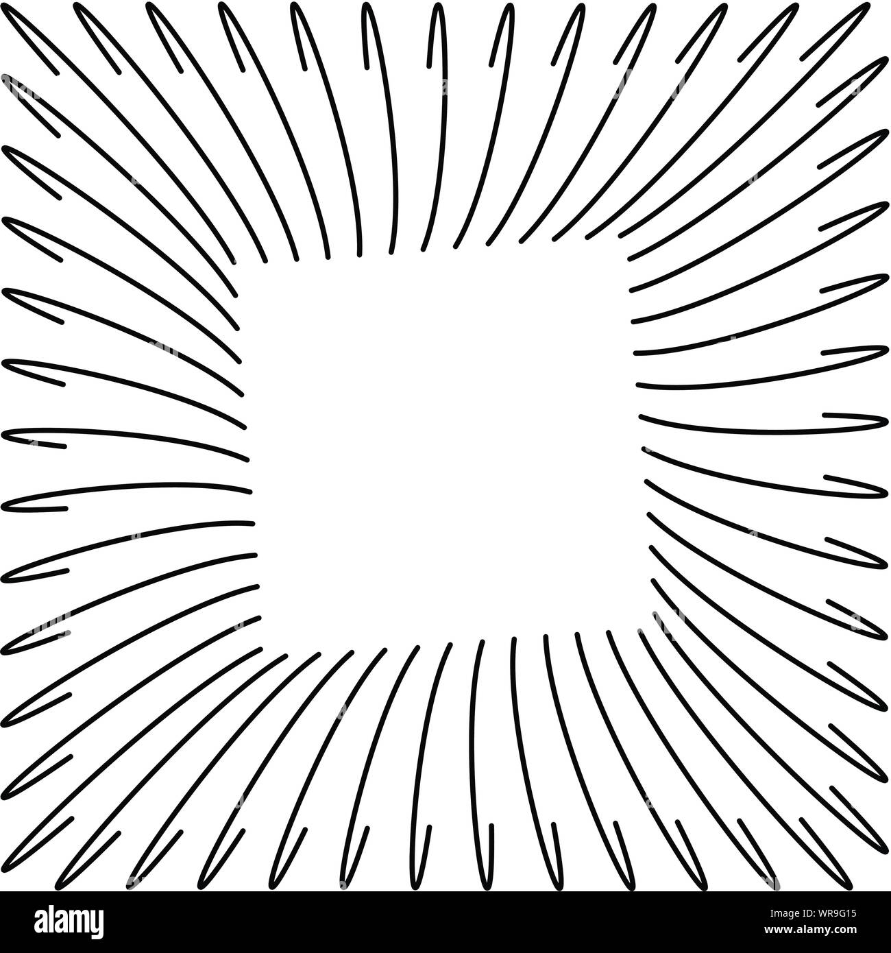 Abstrakte Drahtmodell, schwarzen, quadratischen Rahmen, von gekrümmten parallelen Linien gebildet. Minimal, einfache grafische Asset, die einfach geformt und mit Adobe gefärbt werden Stock Vektor