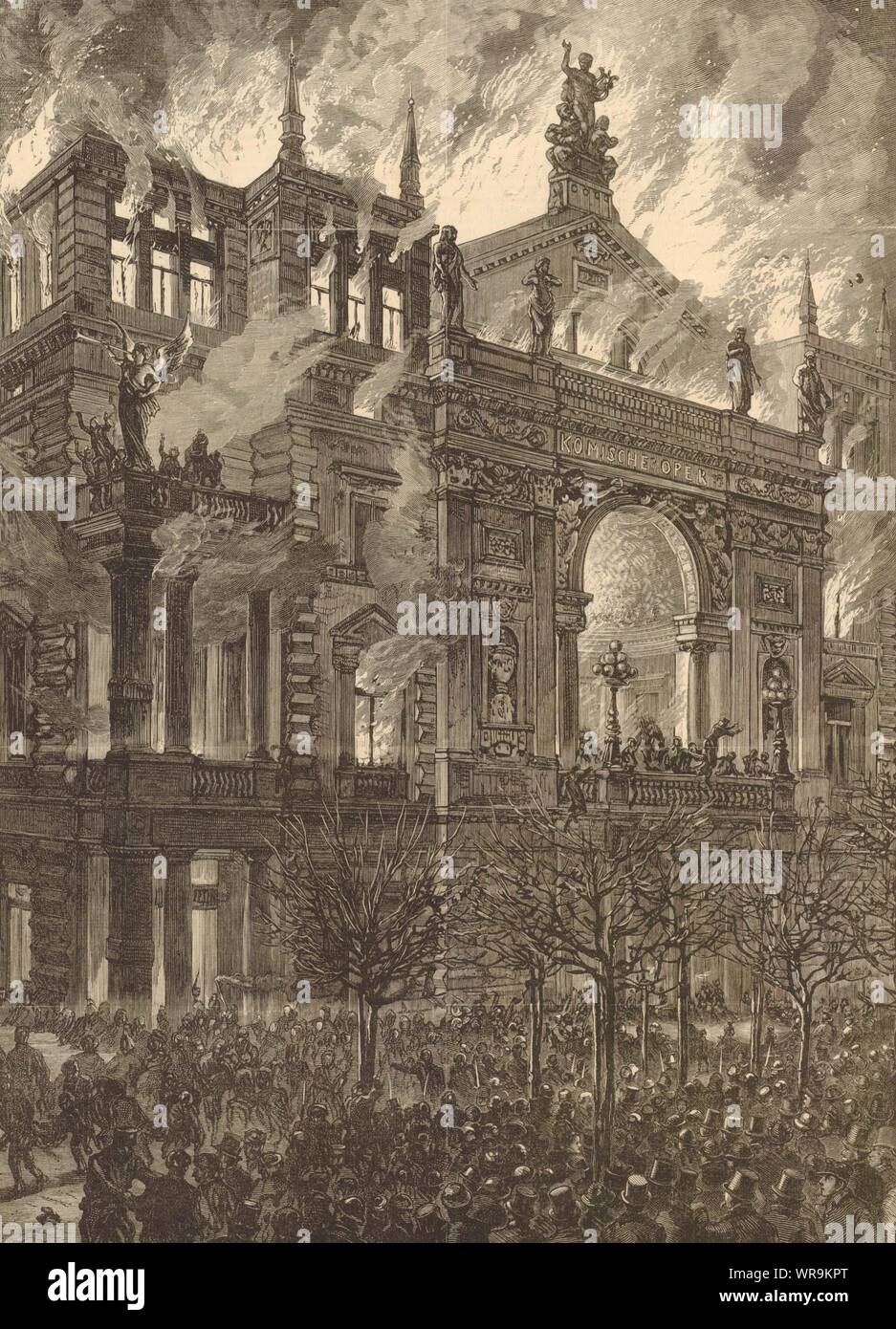 Brennen der Ring Theater an der Wien. Ringtheater. Österreich 1881 ILN volle Seite Stockfoto