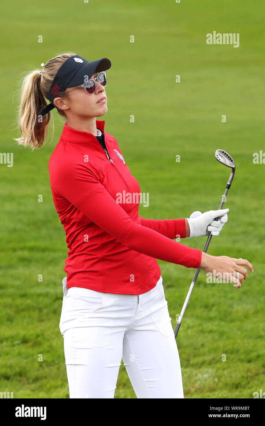 Das Team USA Nelly Korda am 11. Während der Vorschau Tag zwei des Solheim Cup 2019 in Gleneagles Golf Club, Auchterarder. Stockfoto