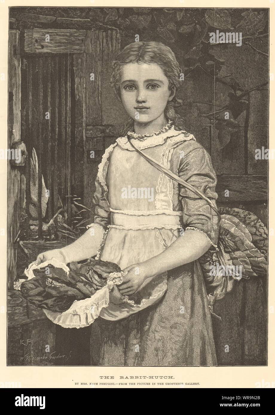 "Die Hase - Hutch", die von Frau Kate Perugini. Meine Damen 1882 Antike ILN volle Seite Stockfoto