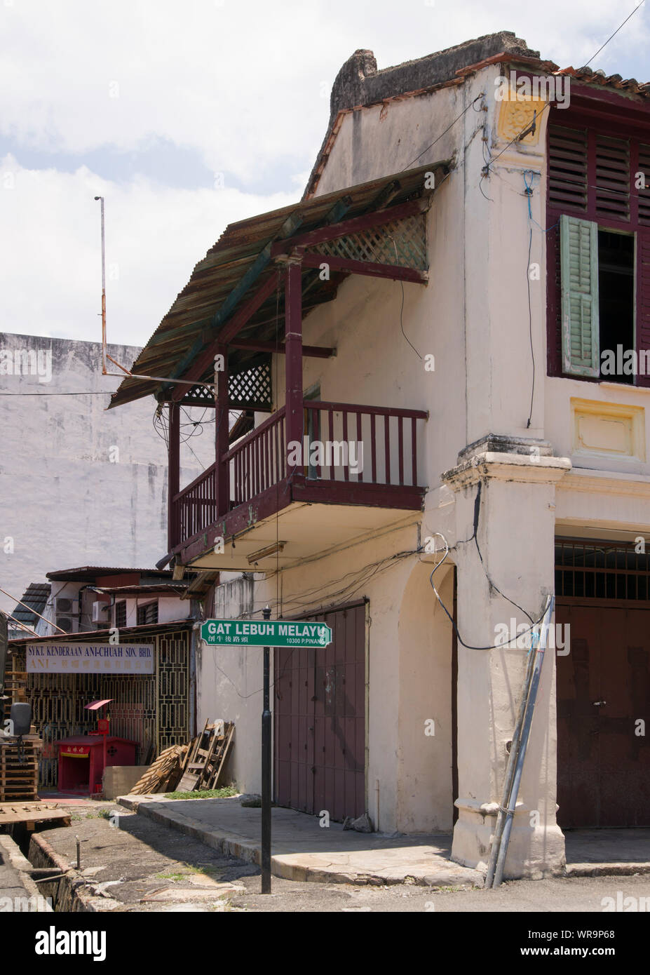 Überhängenden Balkon, Strand Street, Georgetown, Penang Stockfoto