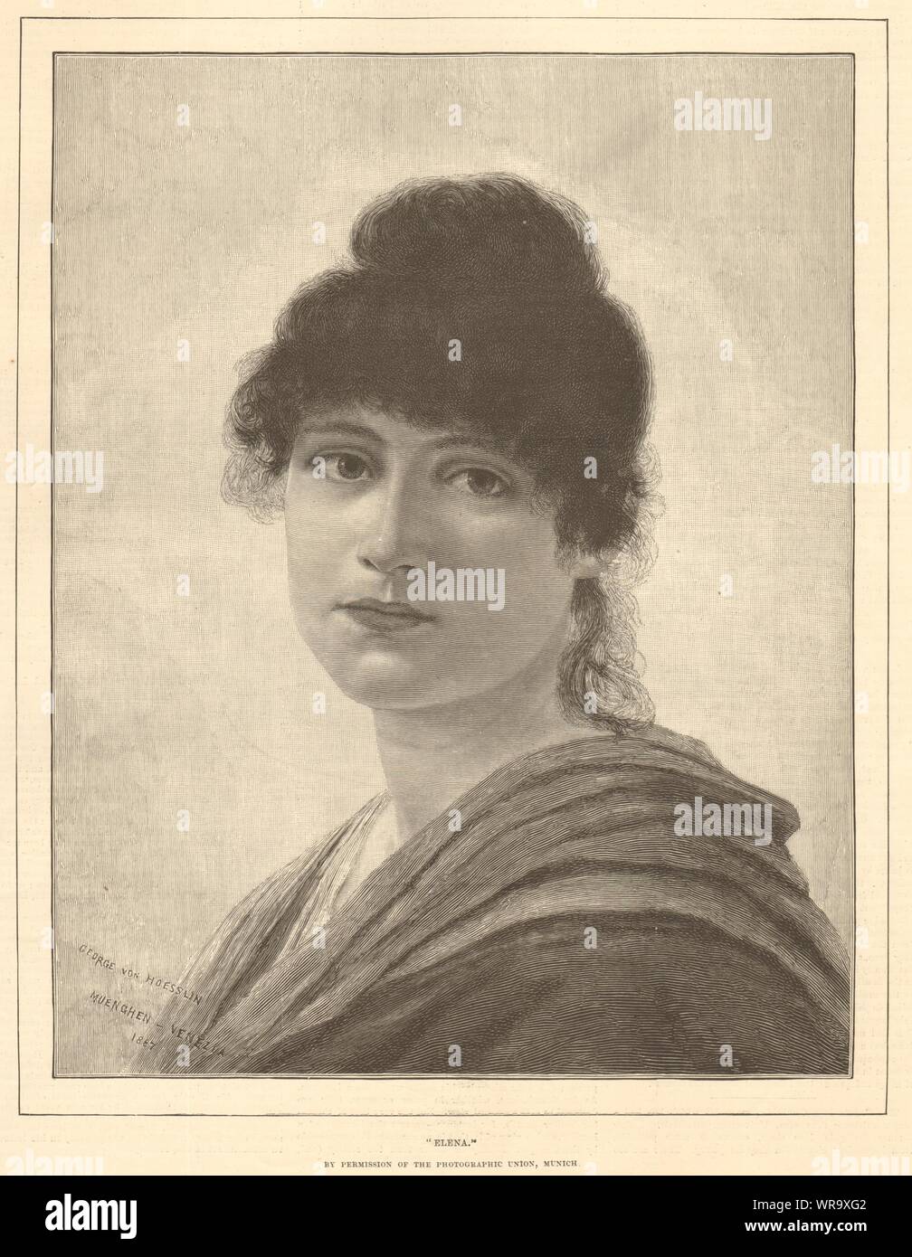 "Elena". Meine Damen. Bildende Kunst Antike 1890 ILN volle Seite drucken Stockfoto