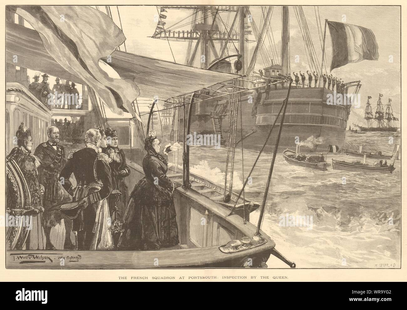 Die französische Geschwader von Königin Victoria in Portsmouth 1891 geprüft Stockfoto