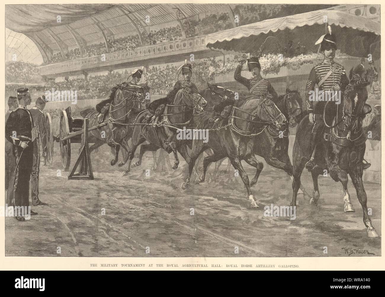 Royal Agricultural Hall militärischen Turnier Royal Horse artillery galoppierenden 1893 Stockfoto