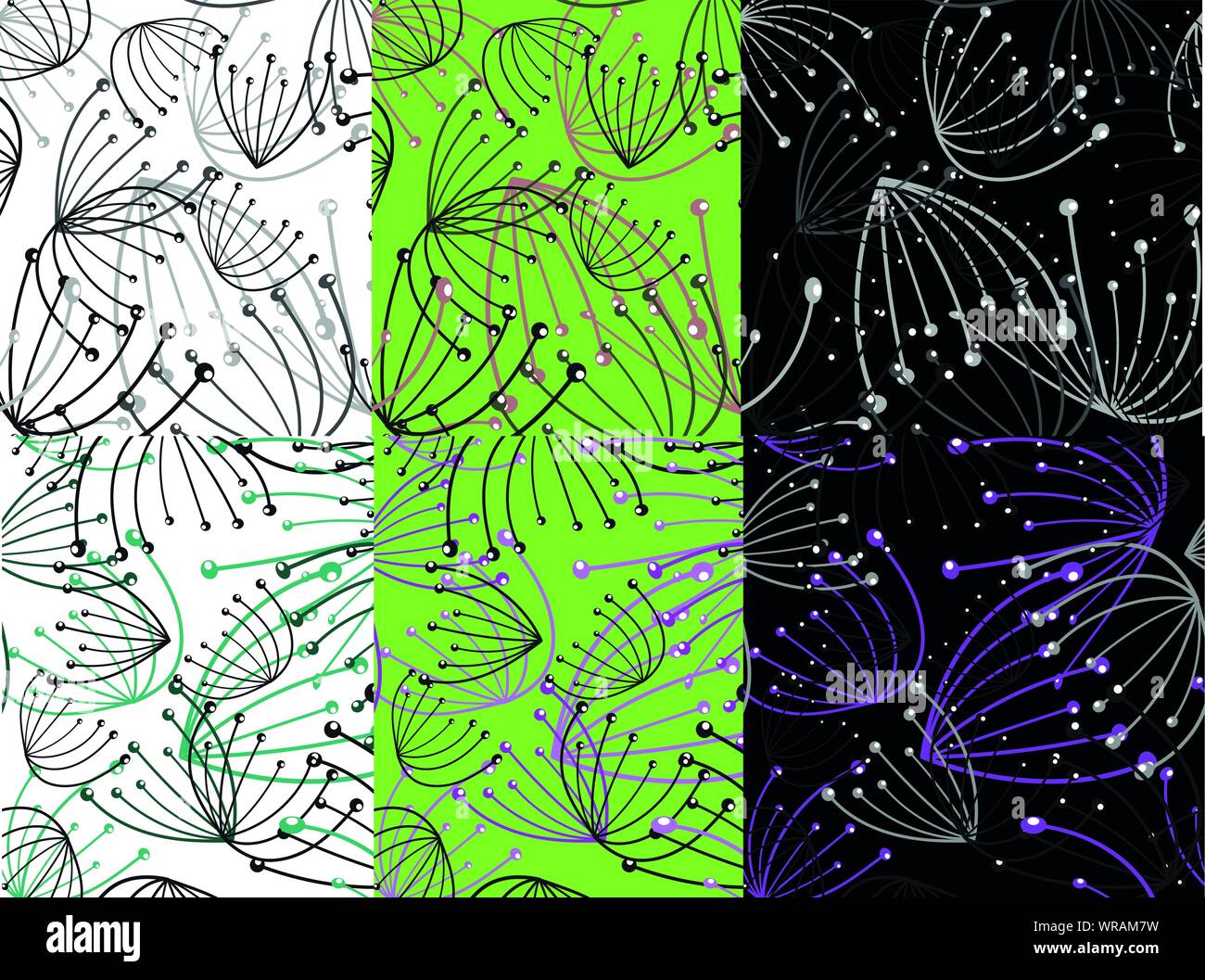Löwenzahn nahtlose im flachen Stil. Vektor einrichten. Vektor Papier art Illustration. Löwenzahn nahtlose im schönen Stil. Blume dekorative Gestaltung. Blume Stock Vektor