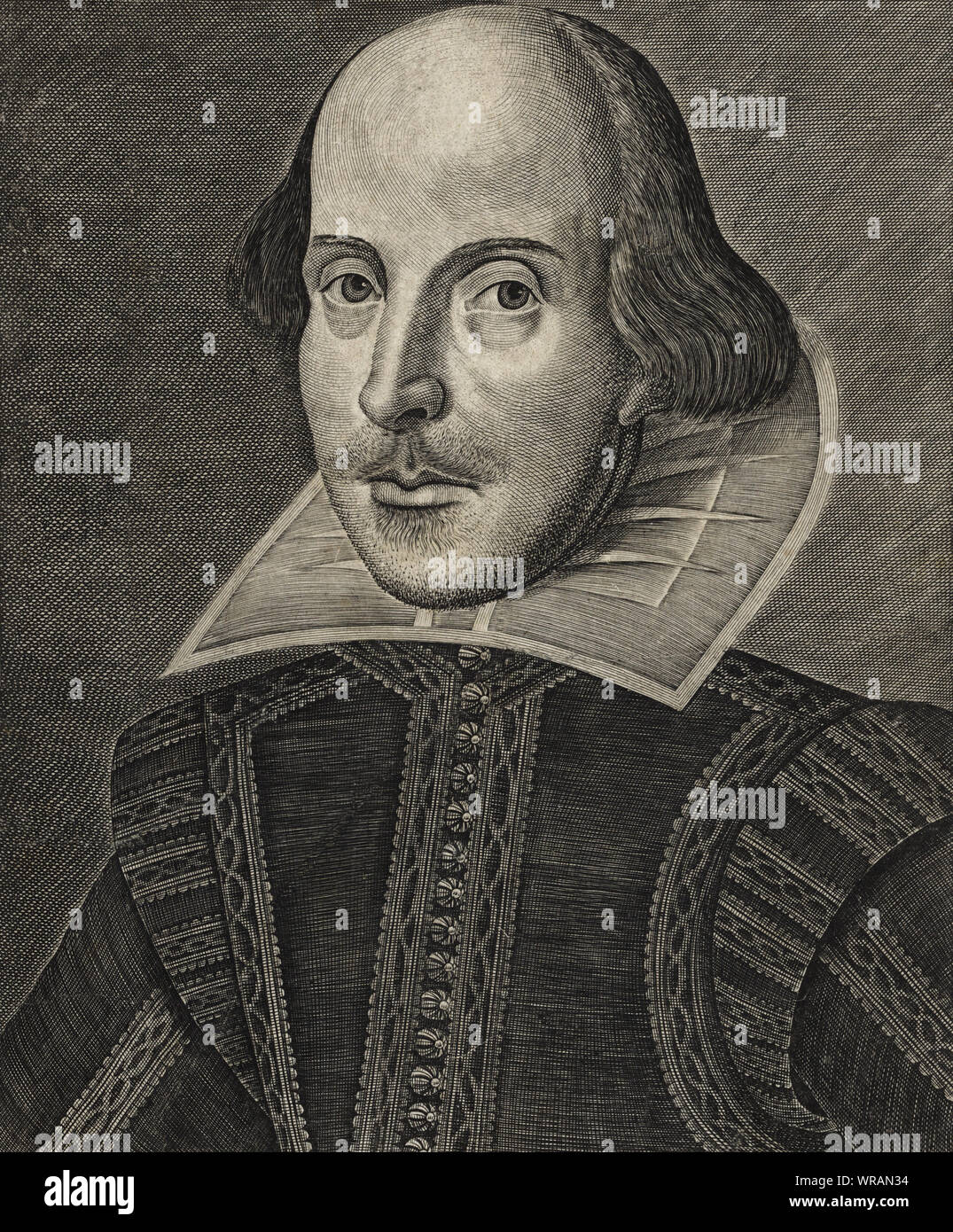 Porträt von William Shakespeare, Holzschnitt aus dem 18. Jahrhundert Stockfoto