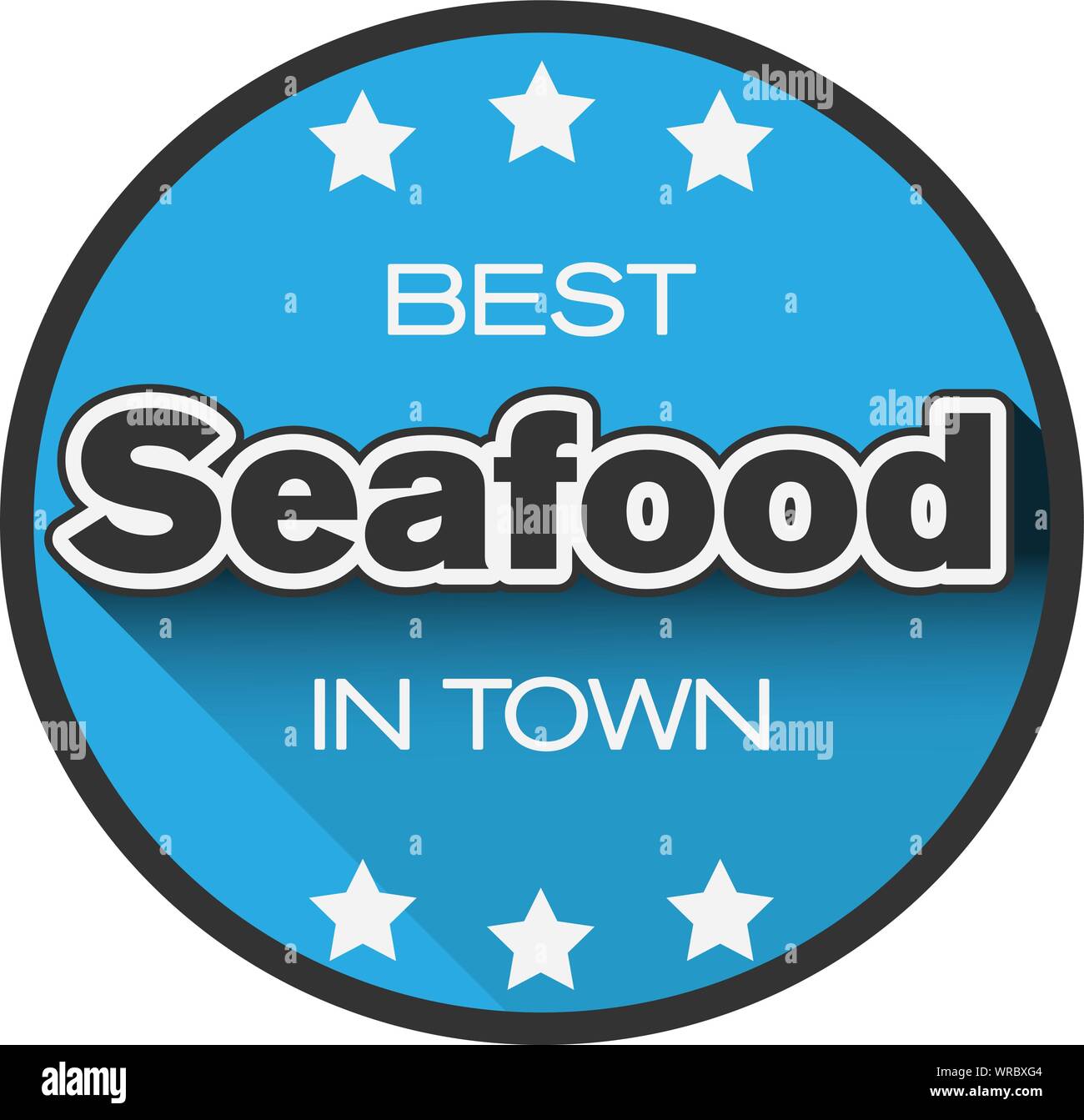 Die besten Meeresfrüchte in der Stadt Logo oder den Aufkleber, Vektor, Abbildung Stock Vektor