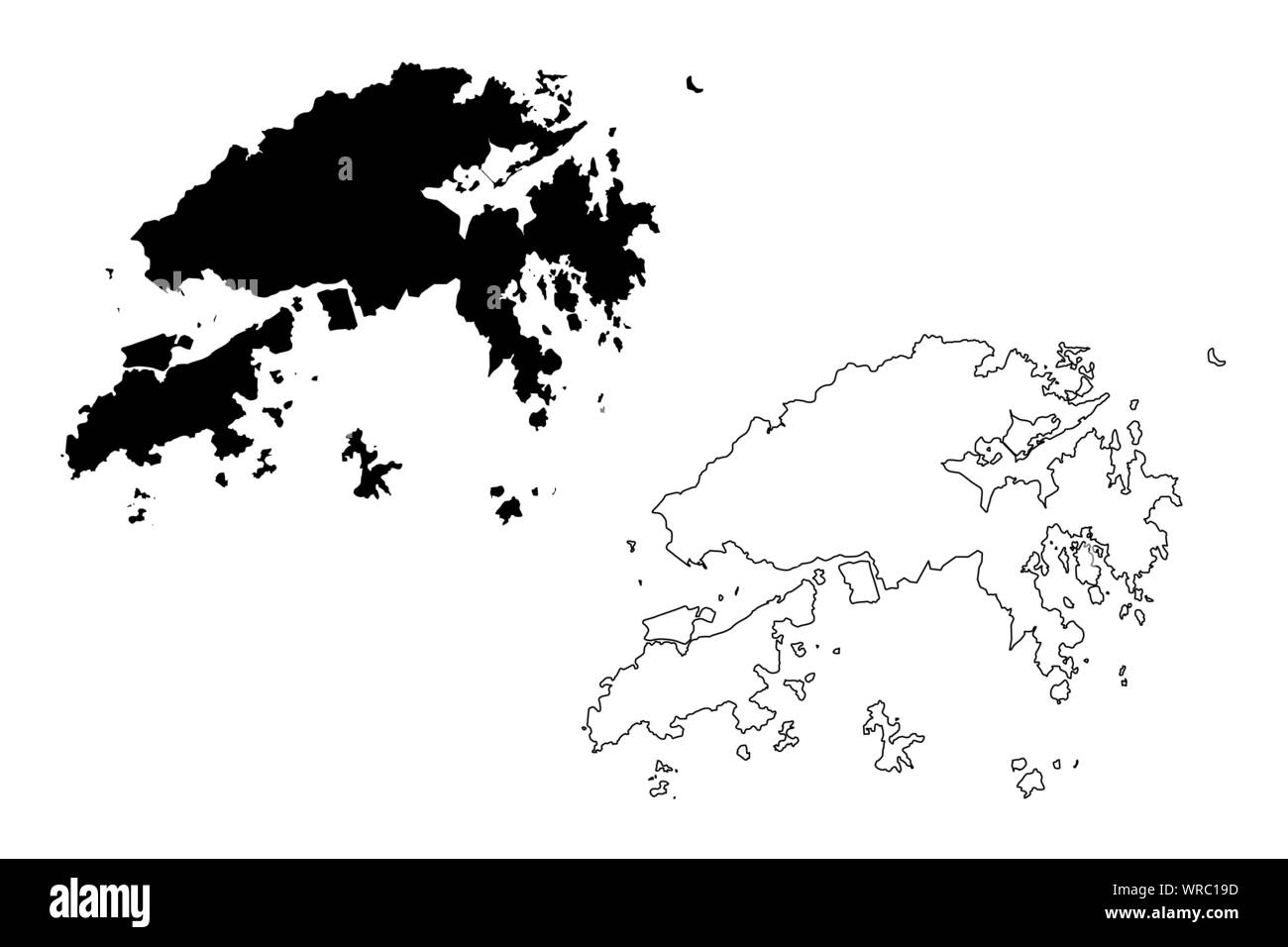 Die neuen Territorien Region (Hong Kong Special Administrative Region der Volksrepublik China, Hongkong SAR) Karte Vektor-illustration, Kritzeln sk Stock Vektor