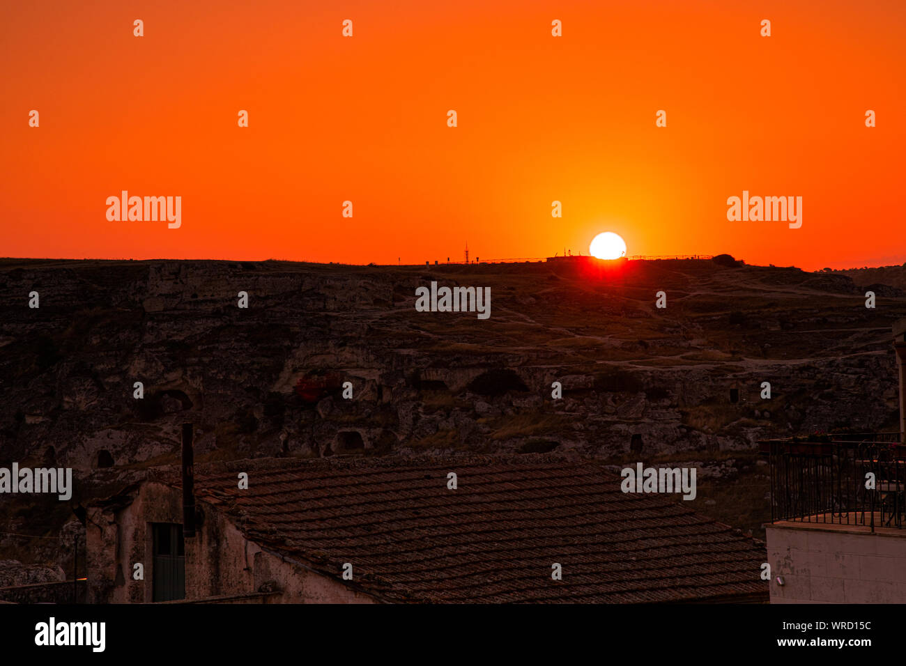 Sonnenaufgang in Matera Italien Stockfoto