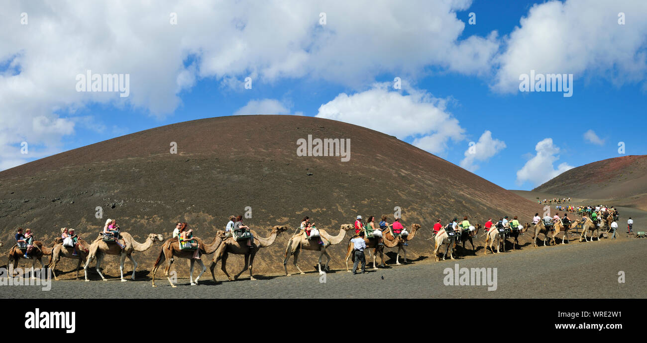 Timanfaya Nationalpark (Parque Nacional de Timanfaya). Die letzten Vulkanausbrüche entstanden zwischen 1730 und 1736. Lanzarote, Kanarische Inseln. Spanien Stockfoto