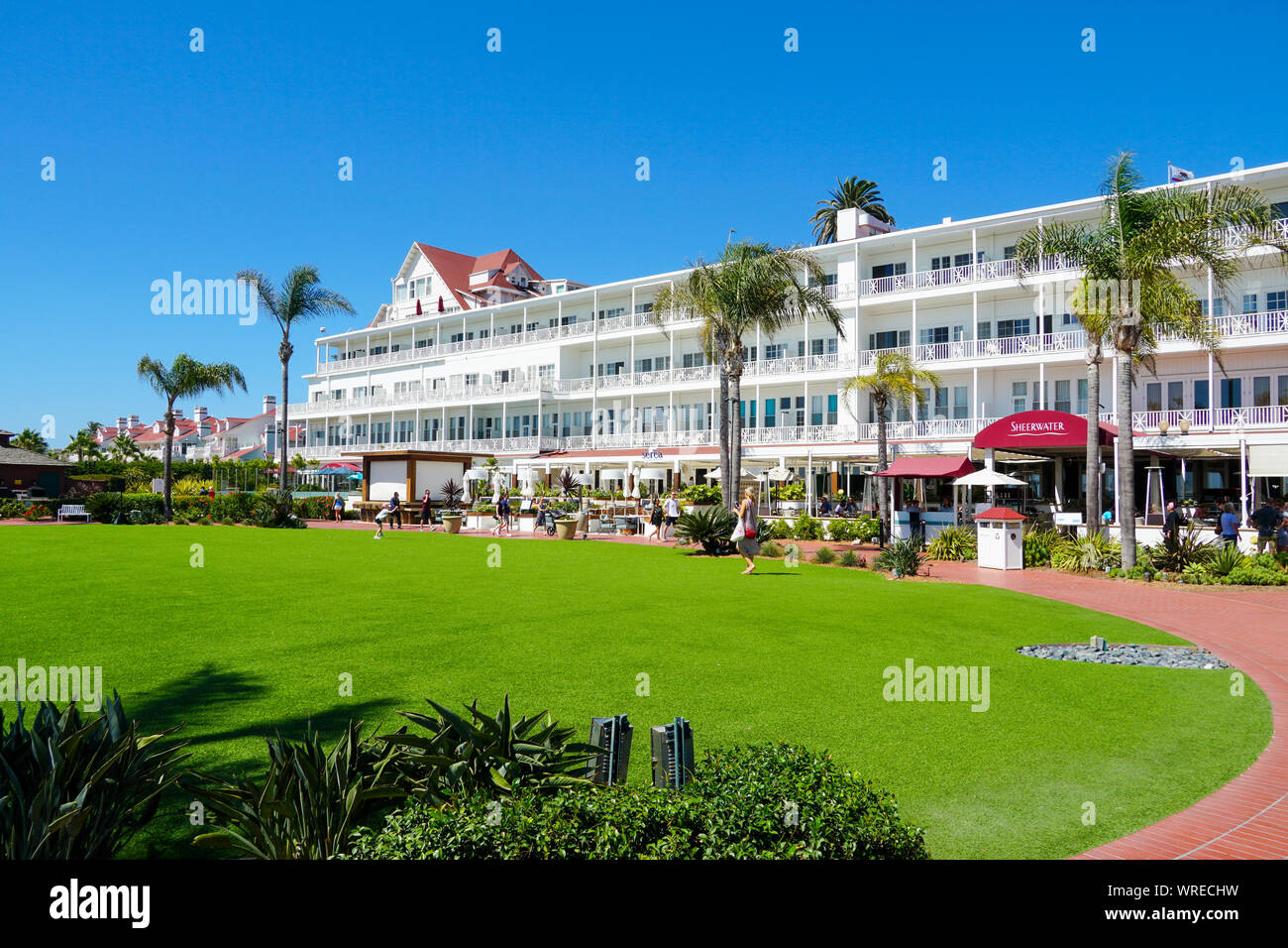 Hotel del Coronado, auch als Die Del und Hotel Del historische Hotel am Strand, in der Stadt von Coronado bekannt, auf der anderen Seite der San Diego Bay von San Sterben Stockfoto