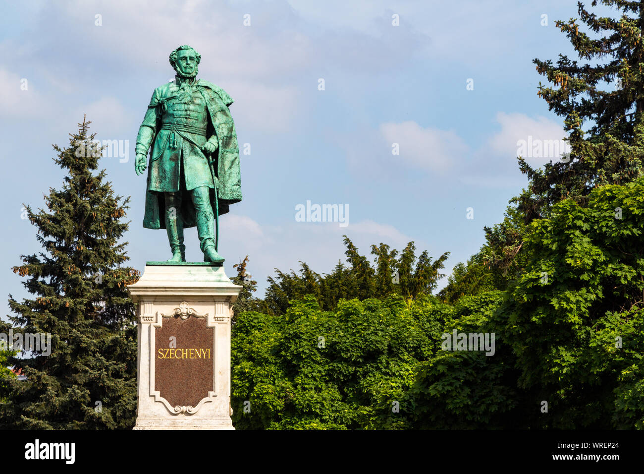 Bronzestatue von Szechenyi Istvan, Sopron, Ungarn Stockfoto