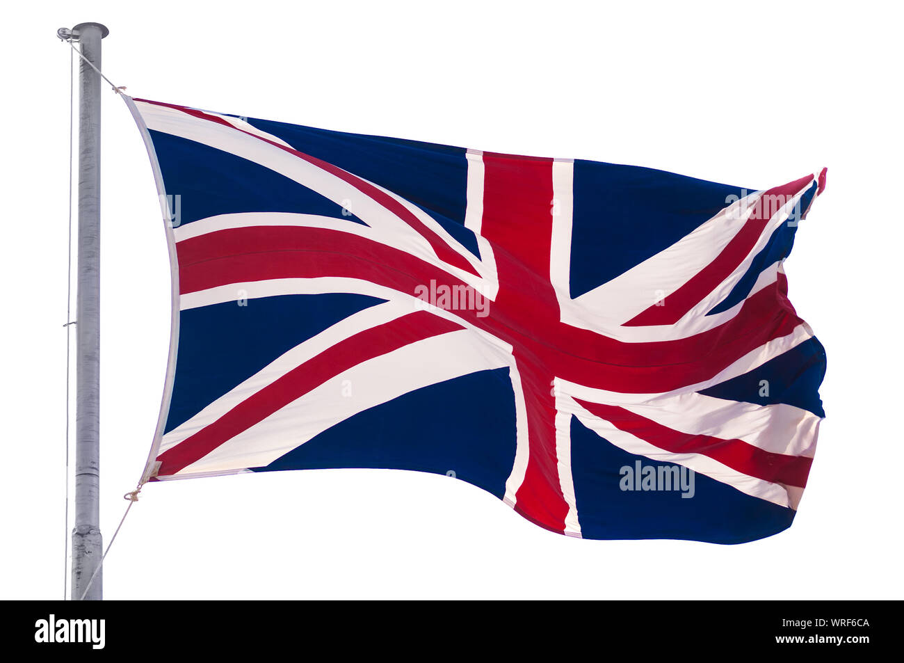 Großbritannien Flagge isoliert auf Weiss, Real Photo Stockfoto