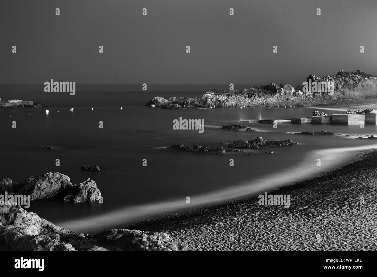Nacht Blick auf die Küste und Strand von Los Cancajos, La Palma, Spanien. Stockfoto