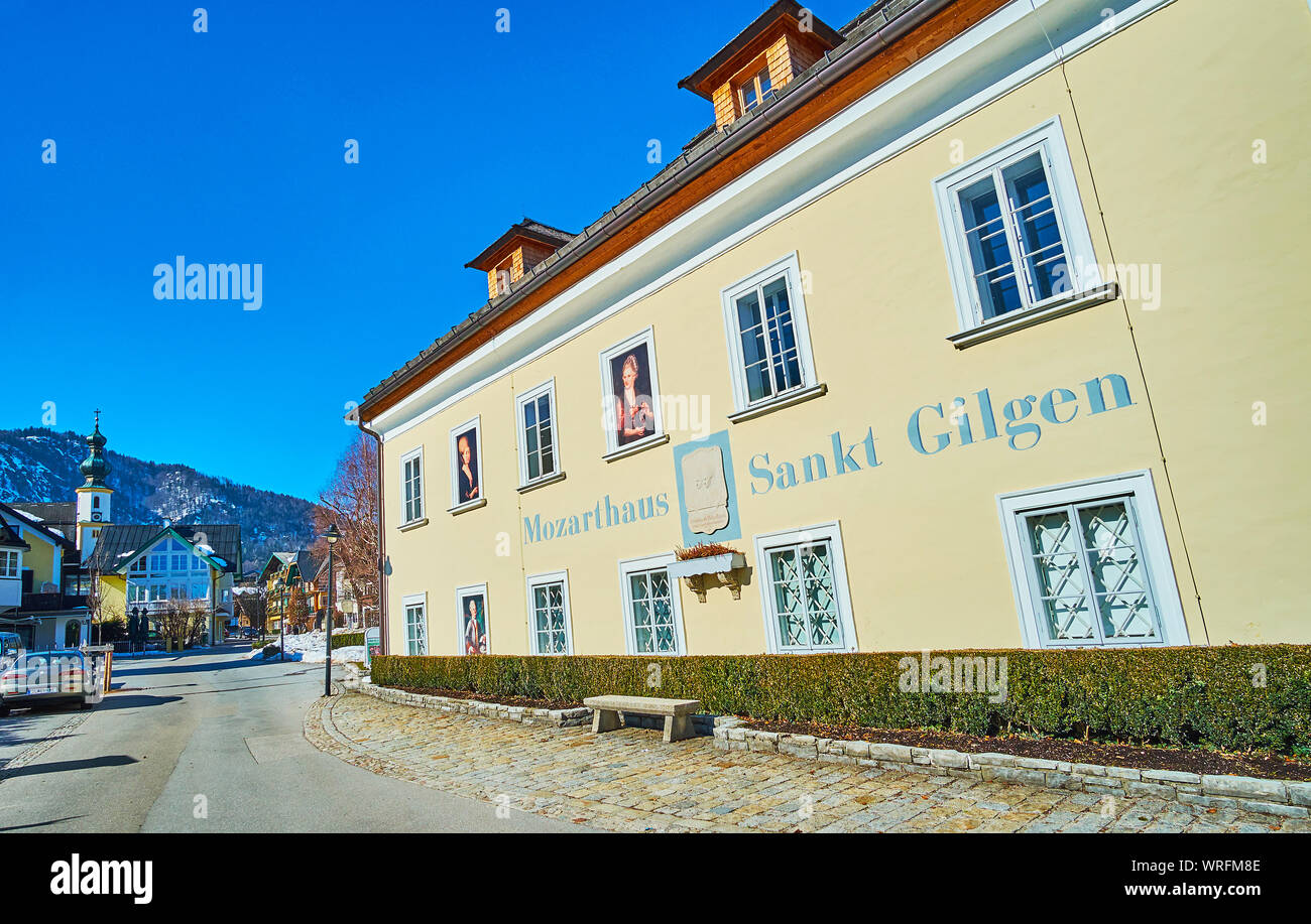 St. Gilgen, Österreich Februar 23, 2019 Historische Mozarthaus ist