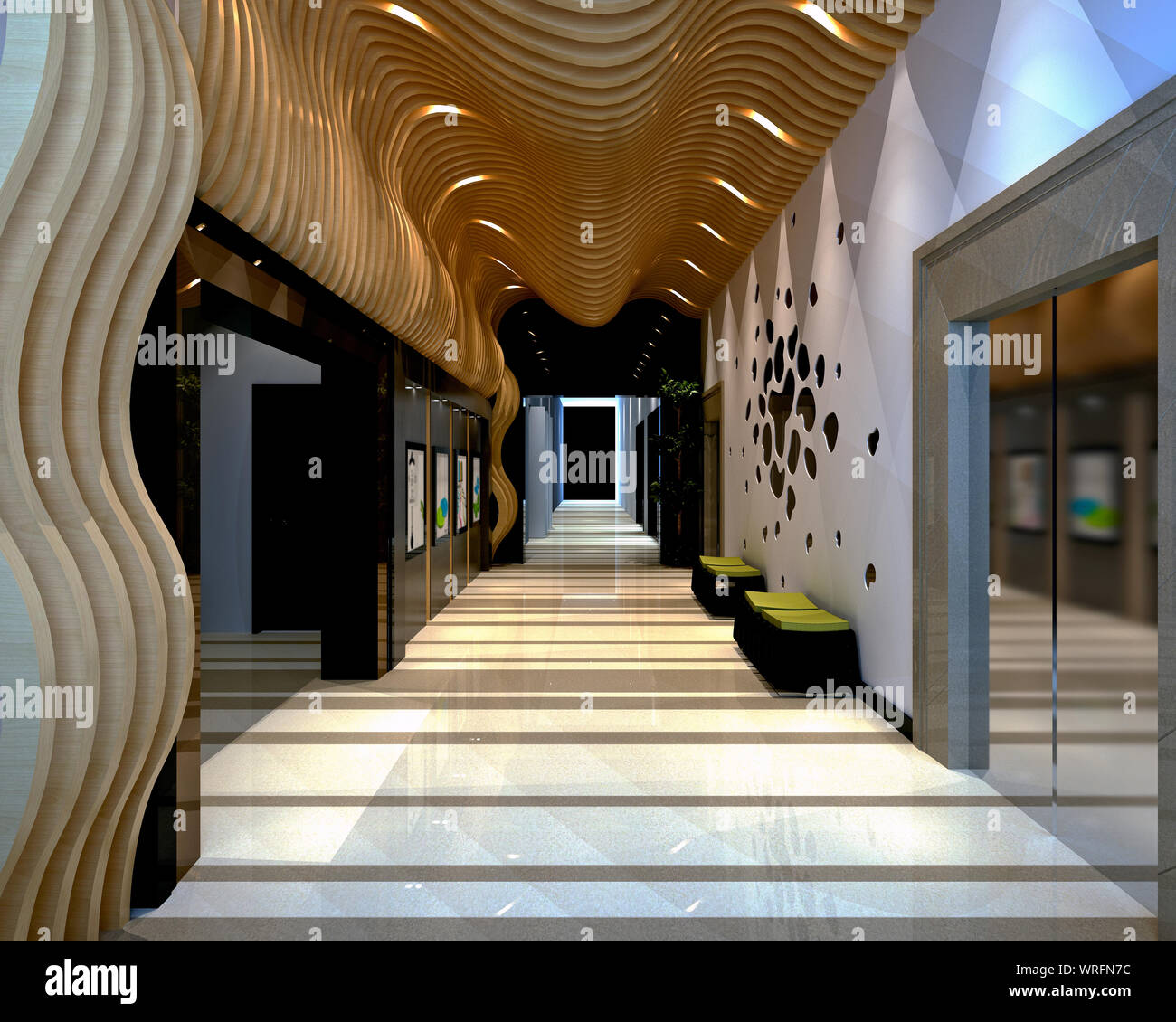 3D-Render von Gebäude Interieur Empfang Stockfoto