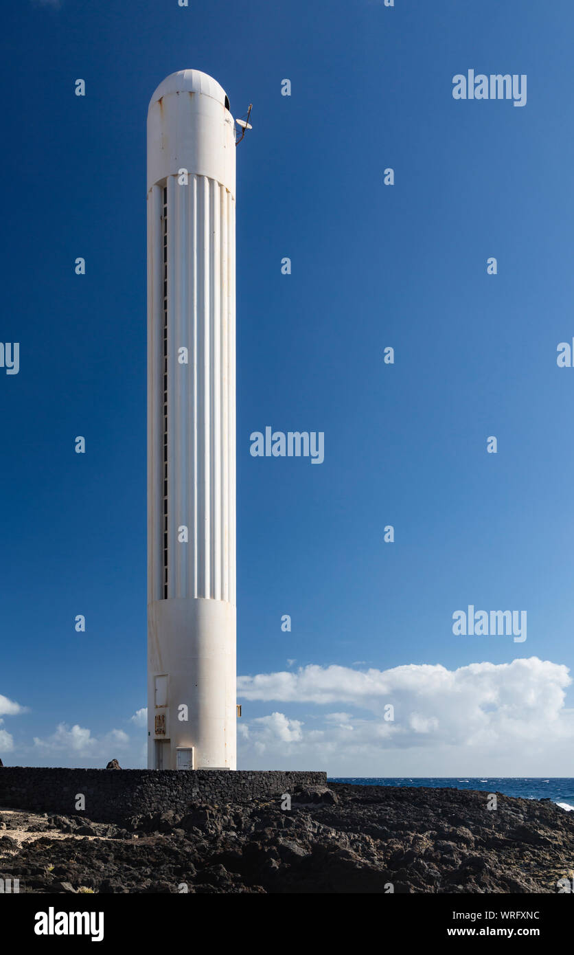 Faro de Arenas Blancas an der Playa de La Salemera im Osten von La Palma, Spanien in der Nähe von Mazo Stockfoto