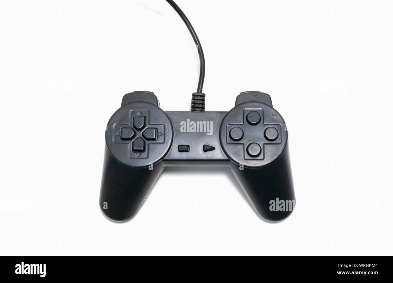 Der Game Controller in schwarz auf weißem Hintergrund. Stockfoto
