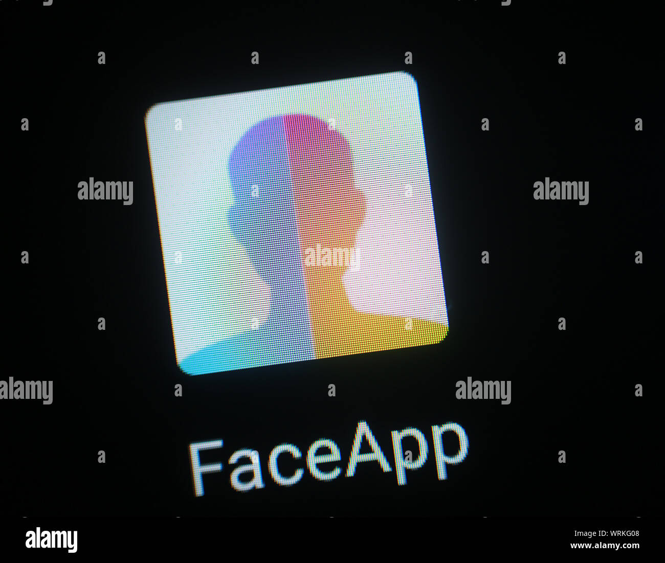 FaceApp Symbol für die Anwendung auf dem Computer angezeigt Stockfoto