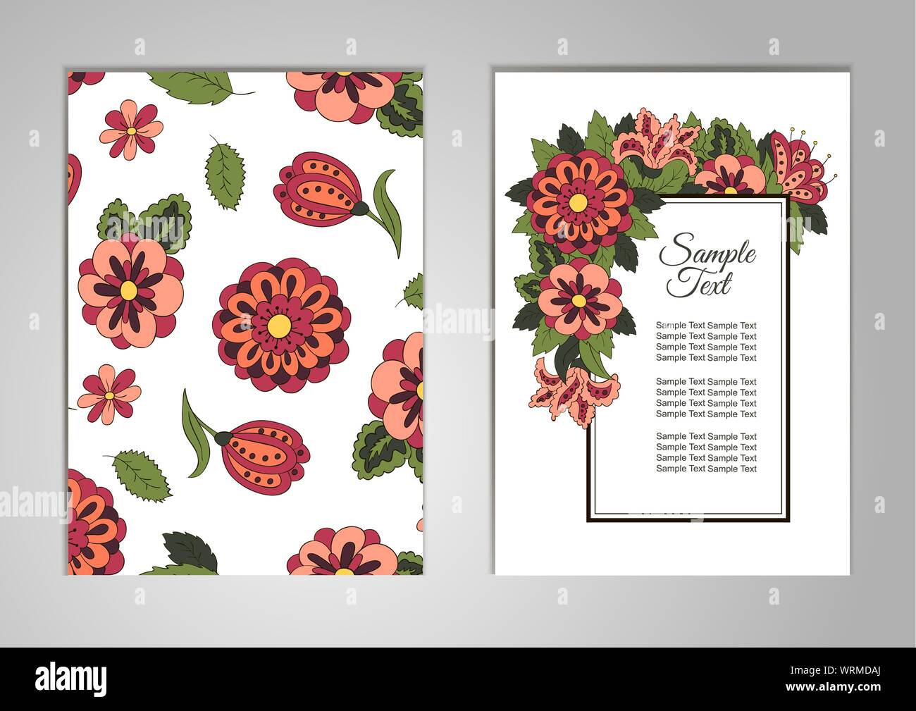 Stellen Sie Karten auf seinem Geburtstag einen Urlaub, eine Hochzeit Einladung. Florale Motive. Abdeckung, Magazin, floralen Elementen. Design Hintergrund-, Rahmen-, Vektor Layout Stock Vektor