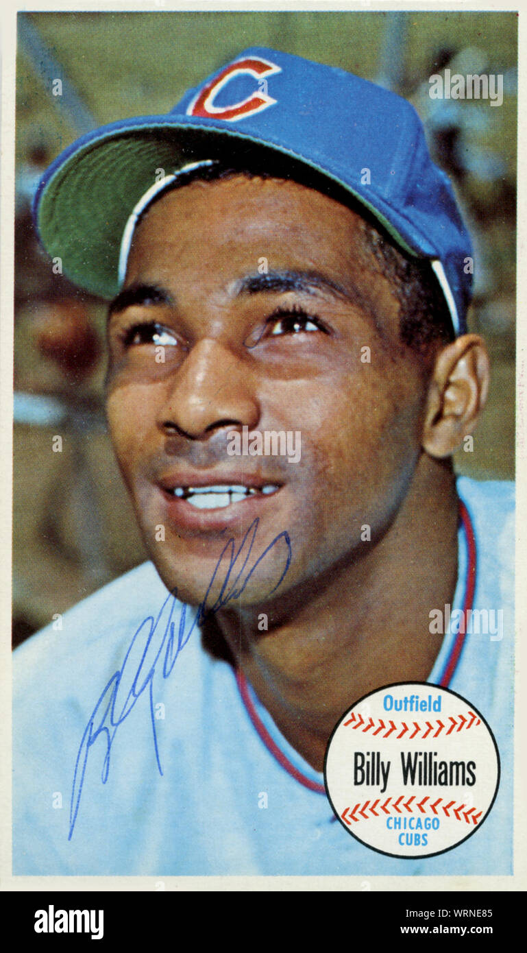 Handsignierte 1960 der era Baseball card der Hall of Fame Spieler Billy Williams mit den Chicago Cubs Stockfoto