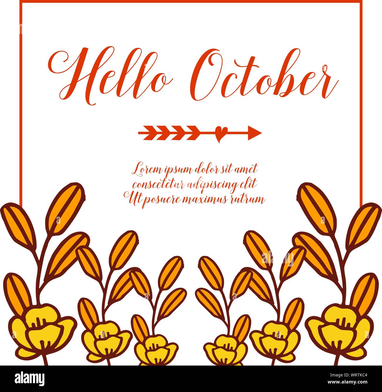 Moderne Herbst Blätter und Blüten, für Kalligraphie hallo Oktober. Vektor Stock Vektor
