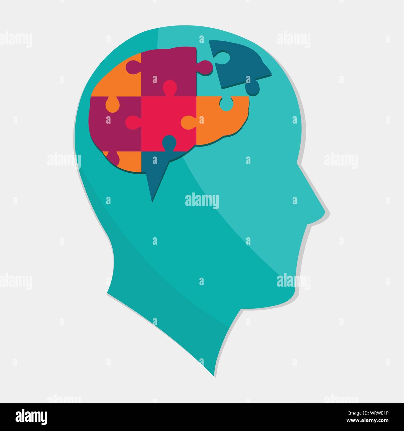 Mann Silhouette mit Gehirn Puzzle für Autismus tag Konzept Vector Illustration Stock Vektor