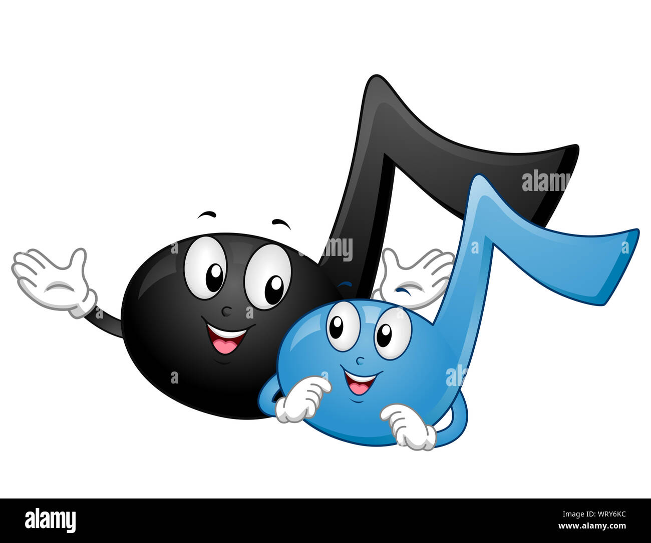 Abbildung eines größeren Musik Hinweis eine Kleinere über Musik Lehre Stockfoto