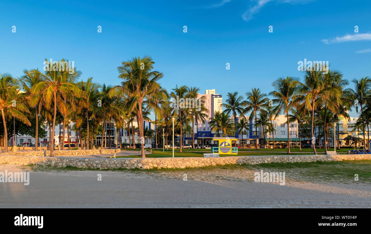 Miami Beach am Morgen Zeit, Florida Stockfoto