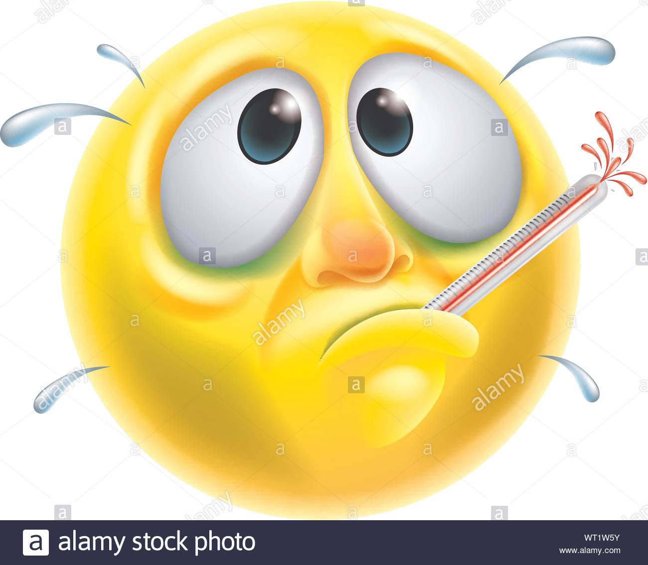 Emoticon Smiley Gelb Krank Stockfotos &amp; Emoticon Smiley Gelb Krank