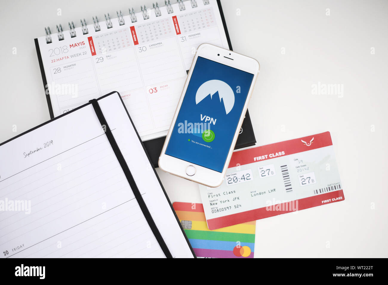 Sparen beim Einkaufen mit Virtual Private Network Stockfoto