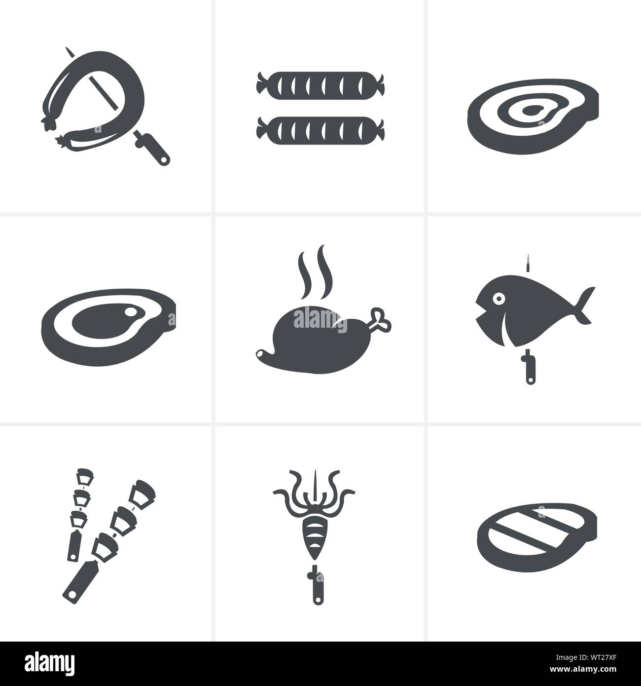 Grill und Barbecue im Zusammenhang mit Vektor-Icons set Stock Vektor