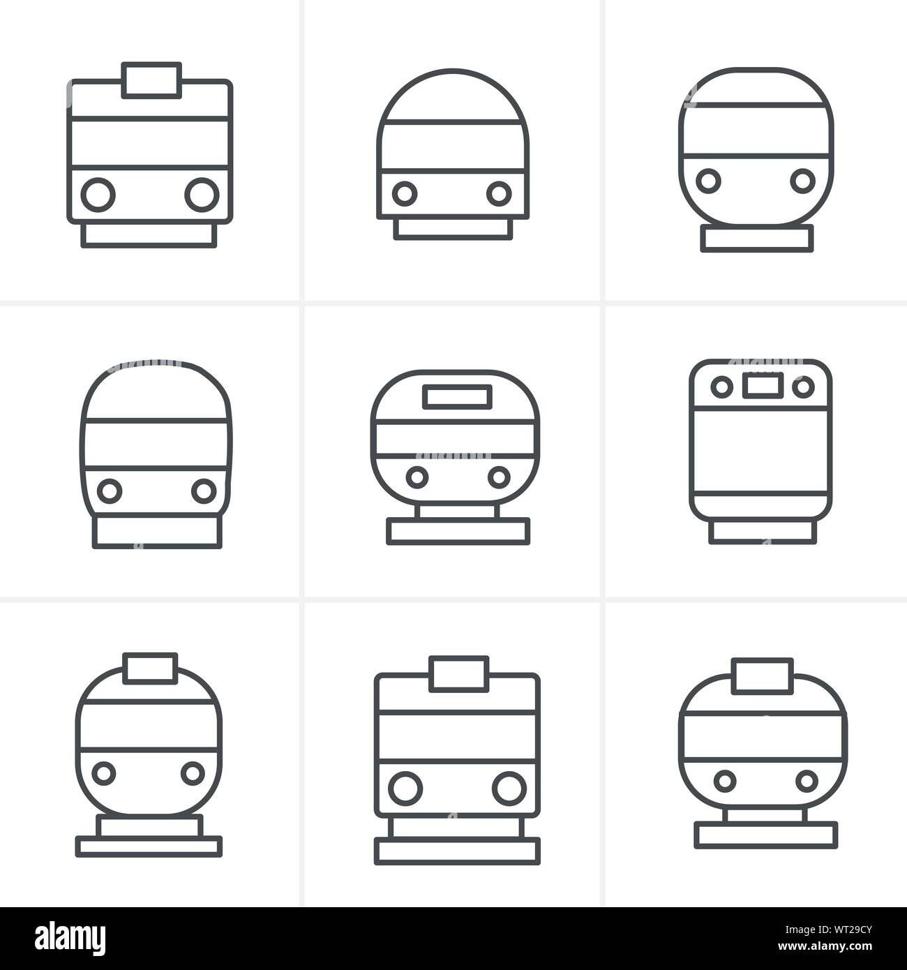 Zeile für Symbole Style Set transport Icons - Zug und Tram, Vektor Stock Vektor