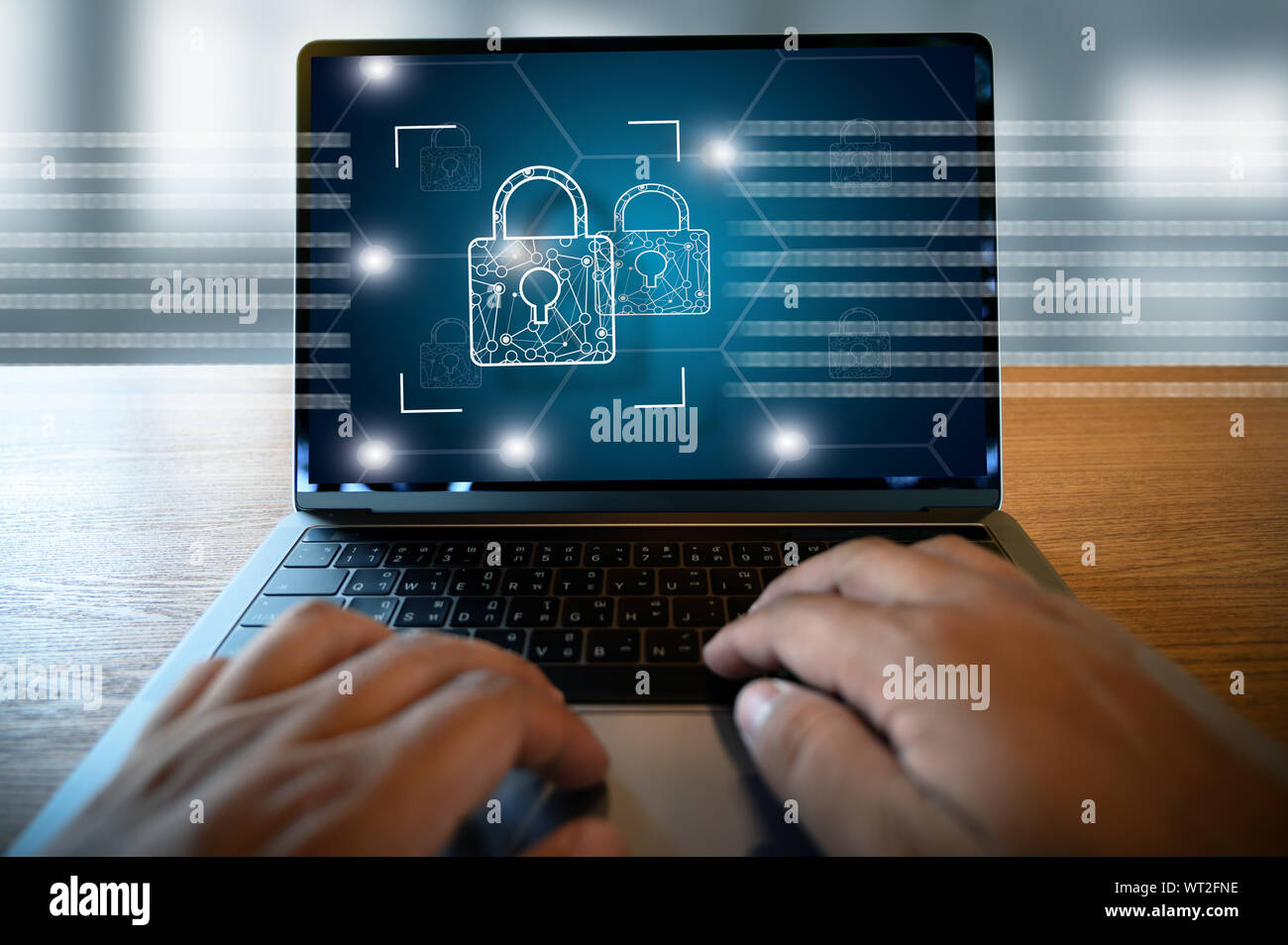 CYBER SECURITY Business Technology sichere Firewall Antivirus Alert Schutz Sicherheit und Cyber Security Firewall Stockfoto