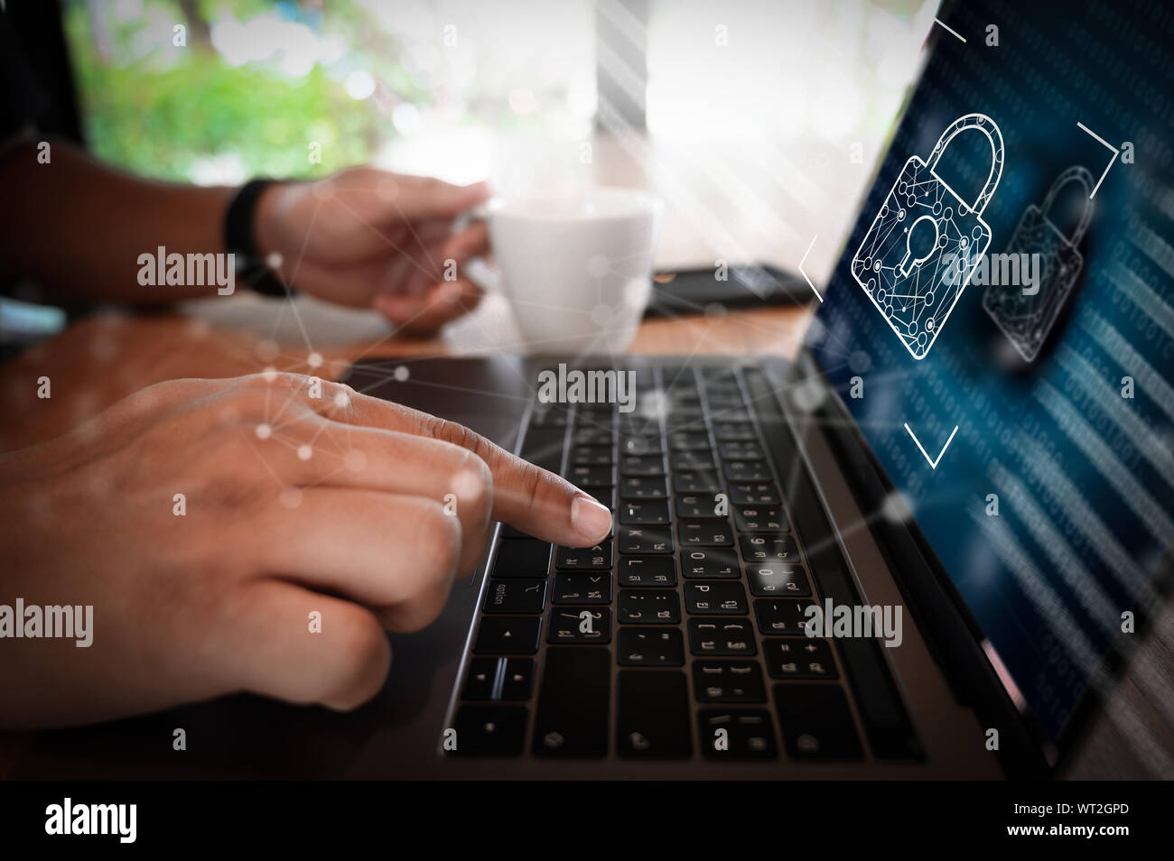 CYBER SECURITY Business Technology sichere Firewall Antivirus Alert Schutz Sicherheit und Cyber Security Firewall Stockfoto