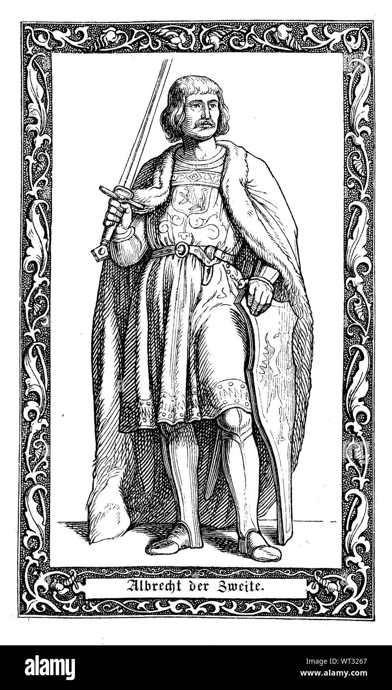 Albert die großmütige, König von Ungarn und Kroatien, König von Böhmen gewählt, der König von Deutschland. Albrecht II., 1397 - 1439, ab 1438 römisch-deutscher König, Digital verbesserte Reproduktion einer Abbildung aus dem 19. Jahrhundert Stockfoto