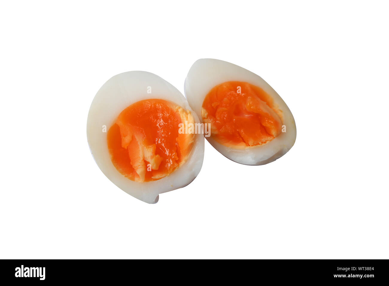 Gekochtes Ei auf weißem Hintergrund Ausschnitt isoliert Stockfoto