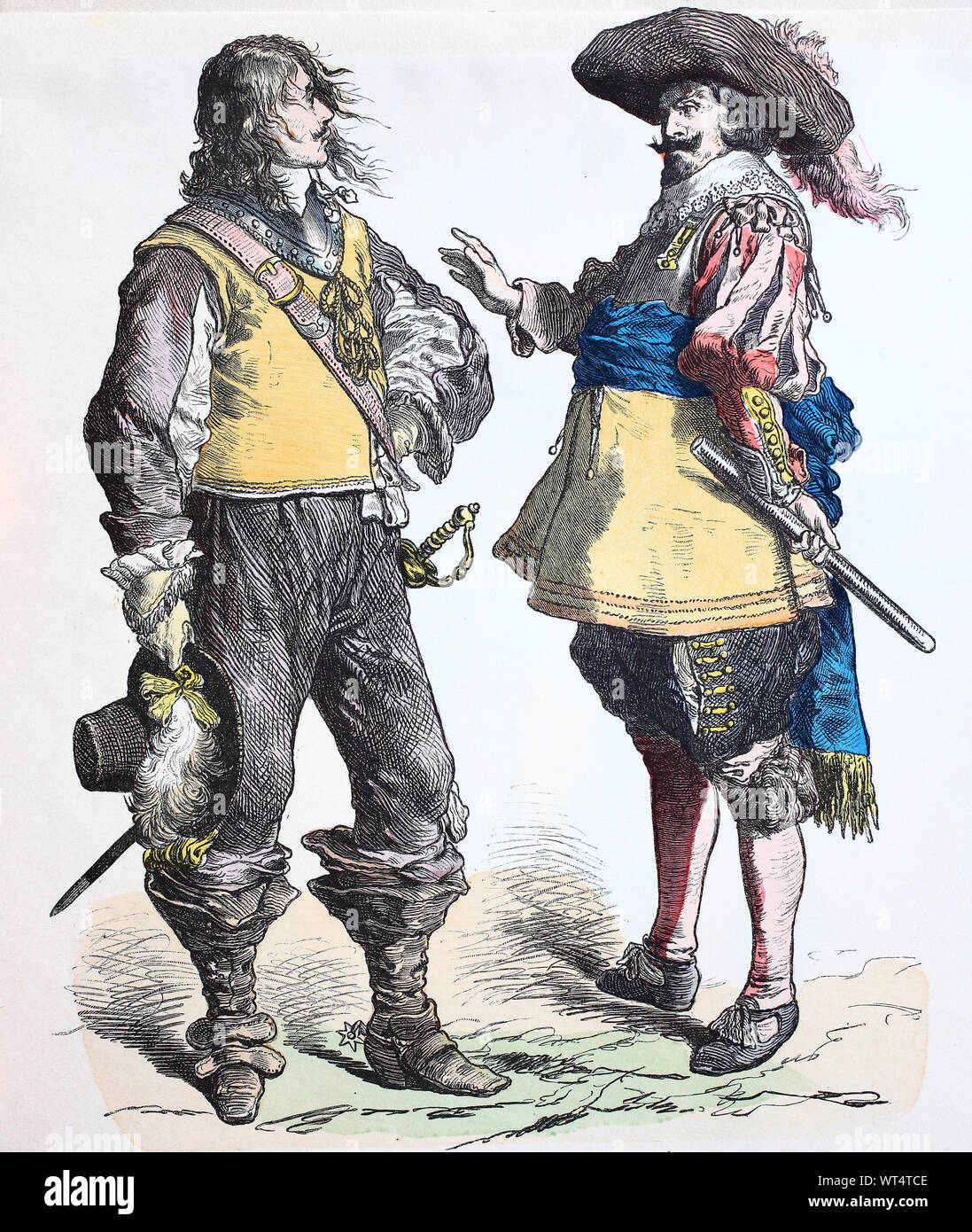 Nationale Kostüm, Kleidung, Geschichte der Kostüme, Engländer und Flamländer, in 1640, Volkstracht, Kleidung, der Kostüme, Engländer und Flamländer, 1640 Stockfoto