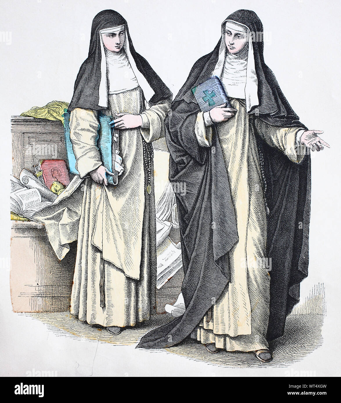 Nationale Kostüm, Kleidung, Geschichte der Kostüme, weibliche um Tracht der Dominikaner, 1790, Volkstracht, Kleidung, der Kostüme, weibliche Ordenstracht der Dominikanerinnen, 1790 Stockfoto