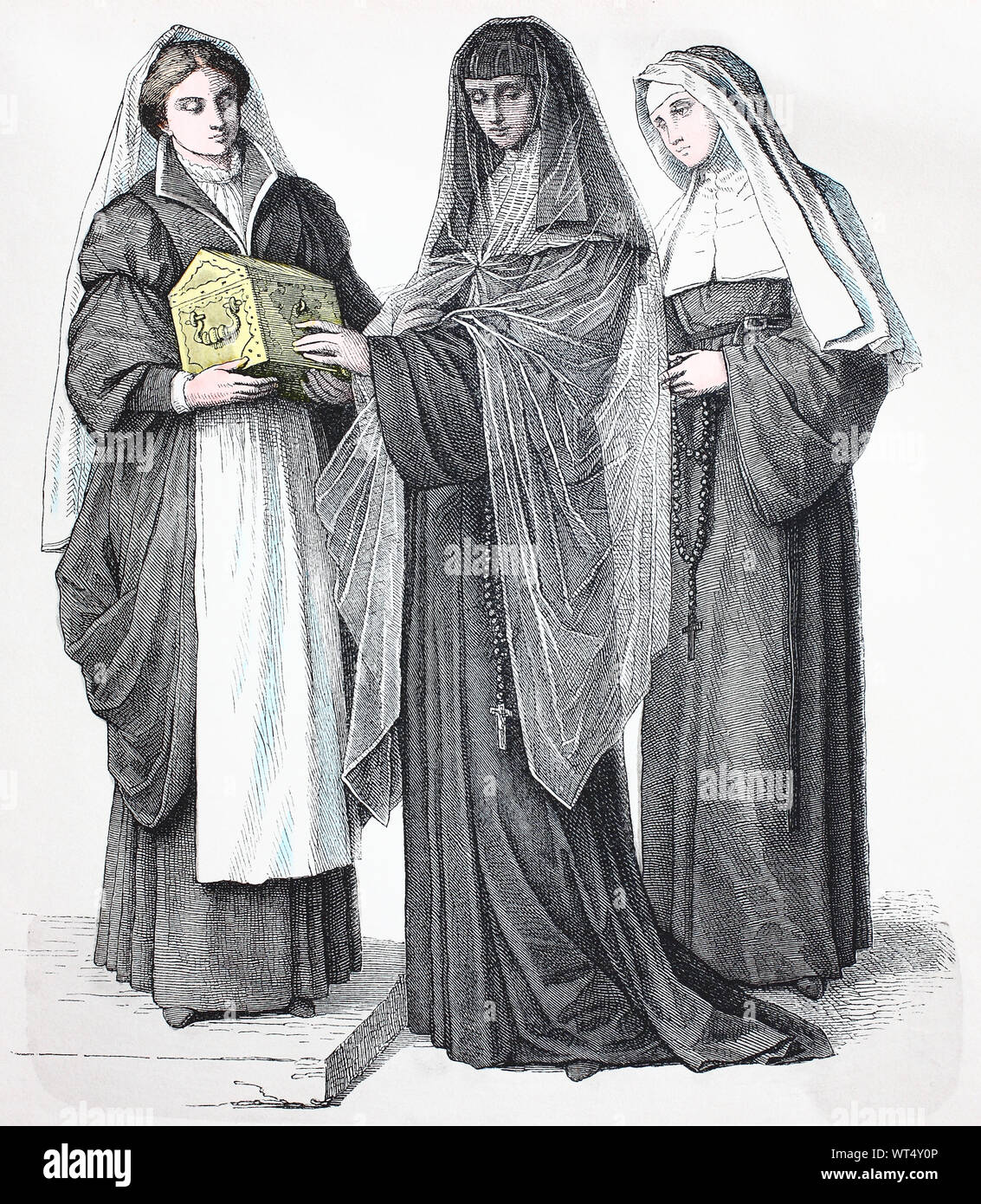 Nationale Kostüm, Kleidung, Geschichte der Kostüme, weibliche um nationaltracht der Ursulinerinnen, im Jahre 1790, Volkstracht, Kleidung, der Kostüme, weibliche Ordenstracht der Ursulinerinnen, 1790 Stockfoto