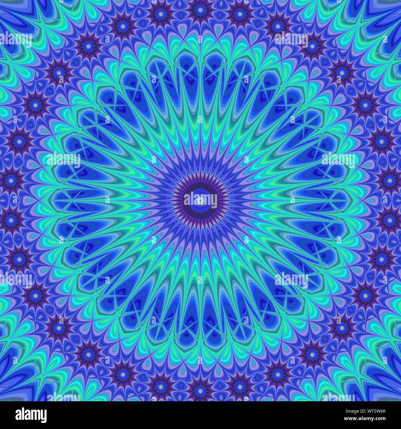 Blue Computer generierte Mandala fractal Design Hintergrund Stock Vektor