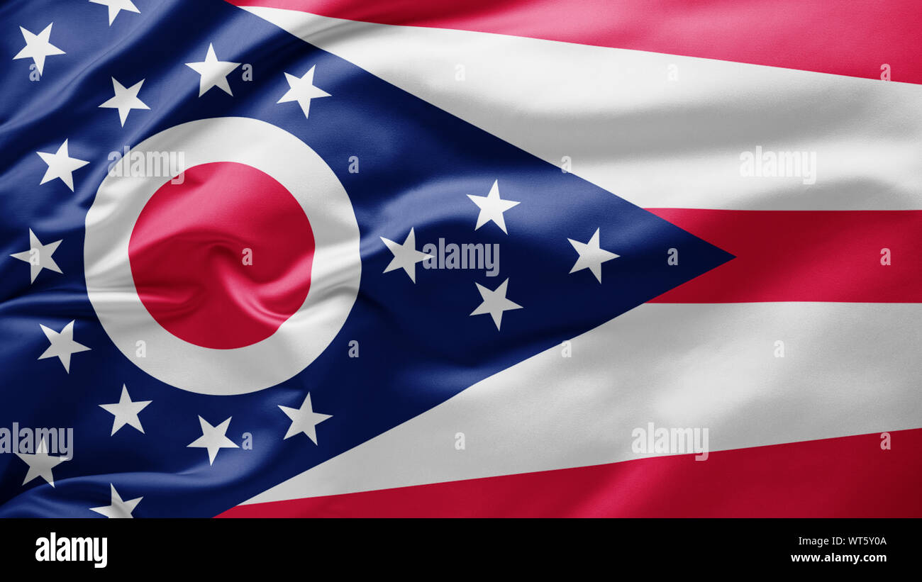 Winkende Staat Flagge Ohio - Vereinigte Staaten von Amerika Stockfoto