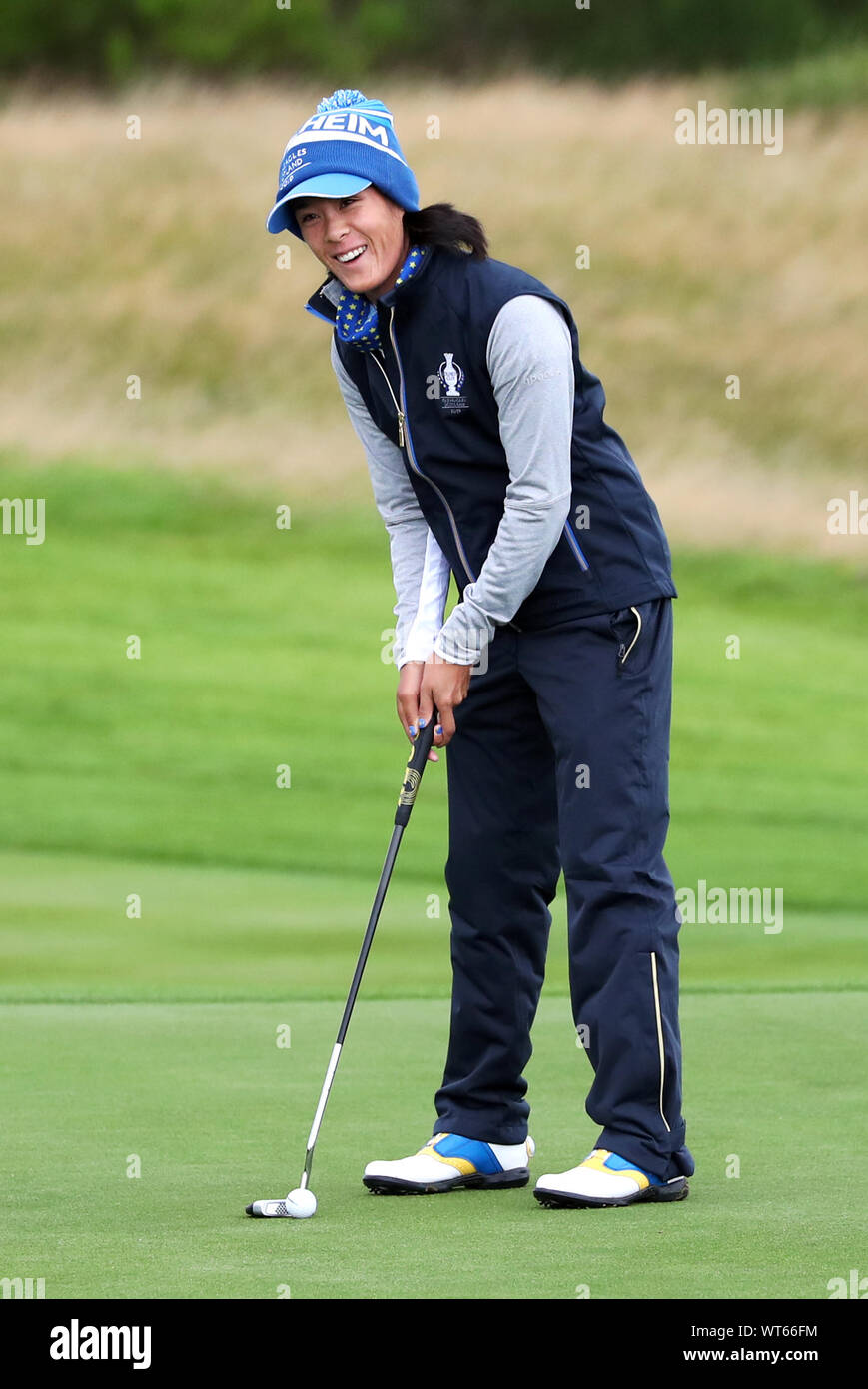 Das Team Europa Celine Boutier im 8. grün während der Vorschau Tag drei der Solheim Cup 2019 in Gleneagles Golf Club, Auchterarder. Stockfoto