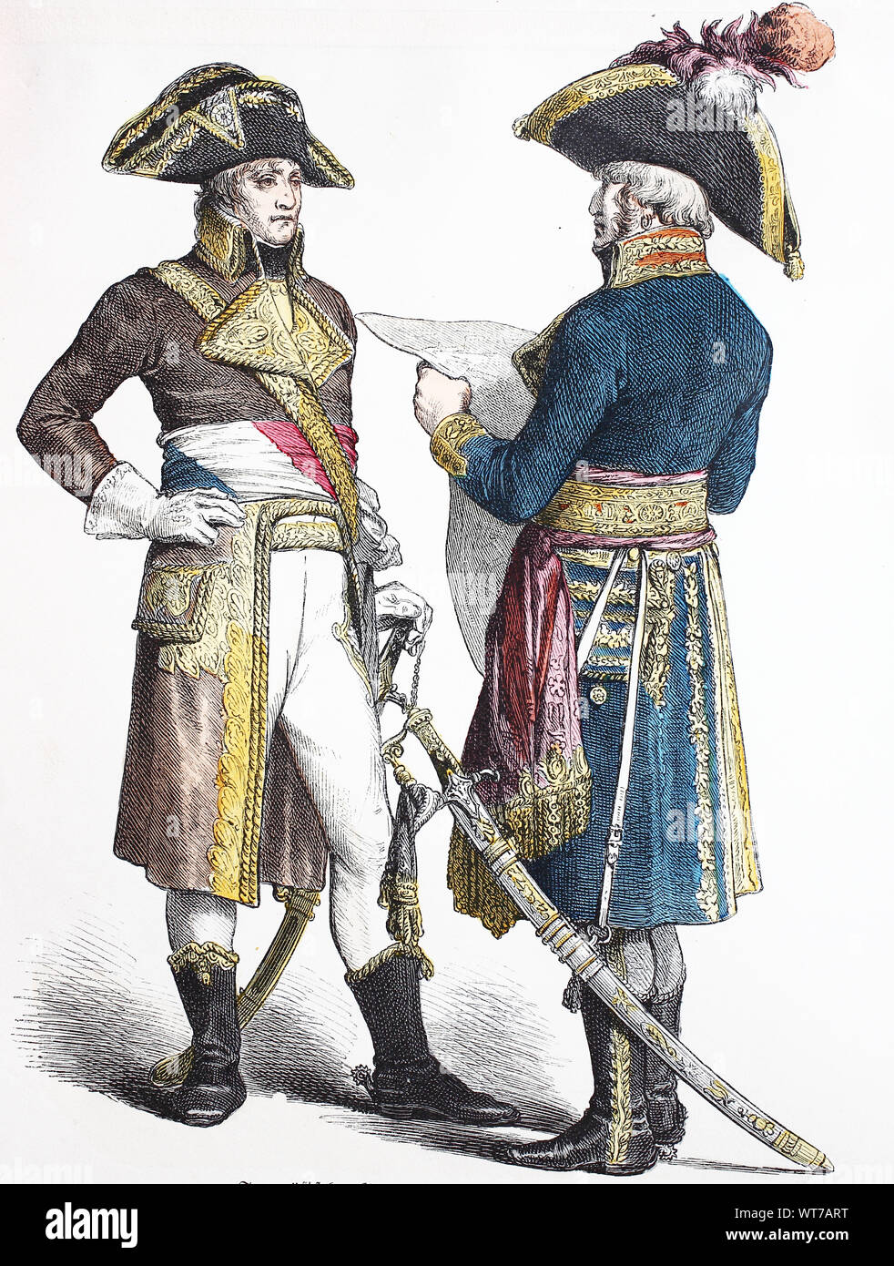 Nationale Kostüm, Kleidung, Geschichte der Kostüme, Französische Generäle, 1799-1800, Volkstracht, Kleidung, der Kostüme, französische Generäle, 1799-1800 Stockfoto