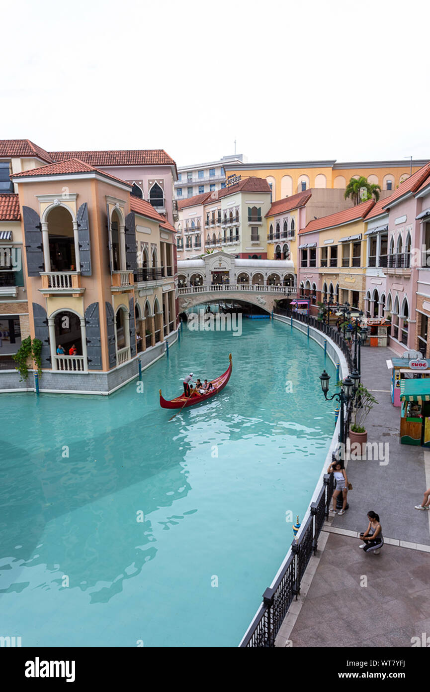 Venedig Canal Grande, Bonifacio Global City, Taguig, Manila, Philippinen. 22. August 2019. Stockfoto