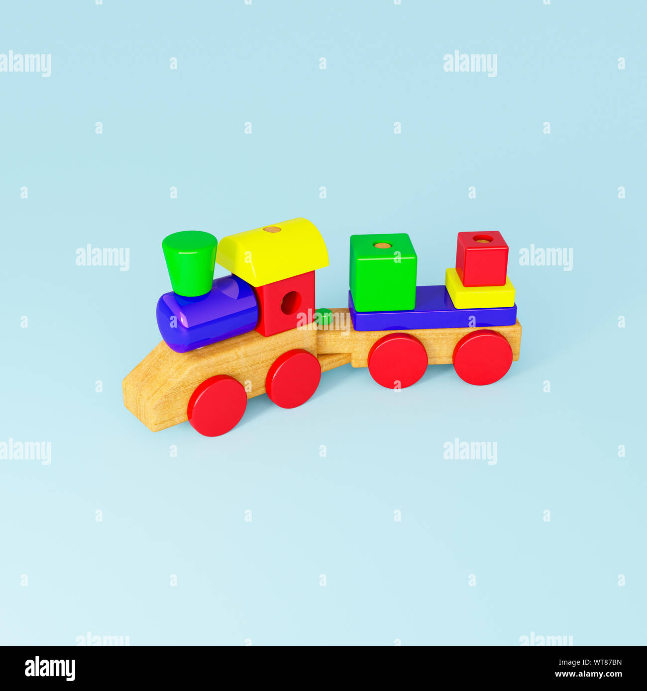 Kinder Holzspielzeug, eine hölzerne Dampfzug Spielzeug Stockfoto