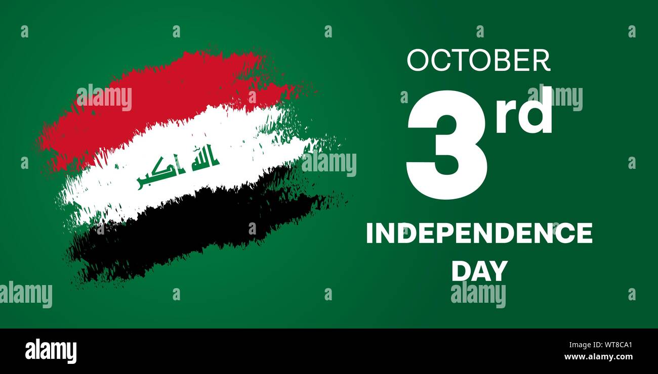 Oktober 3. Happy Tag der Unabhängigkeit des Irak. Stock Vektor