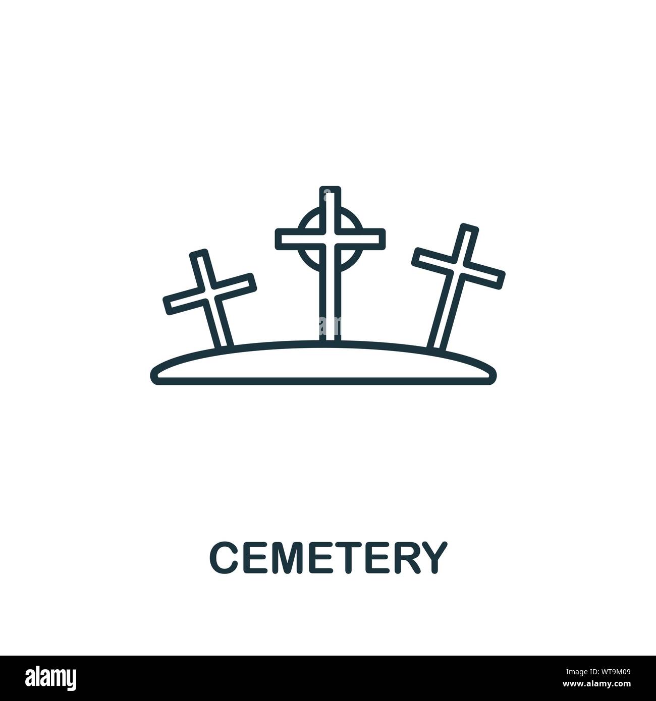 Friedhof übersicht Symbol. Thin Line Style von Halloween icons Collection. Pixel Perfect einfaches Element Friedhof Symbol für Web Design, Apps, Software Stock Vektor