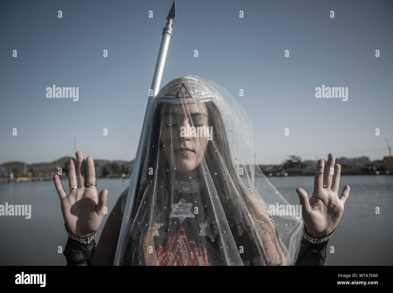 Devotee, betet das Tal der Dämmerung, Mittelwesten Brasiliens Stockfoto