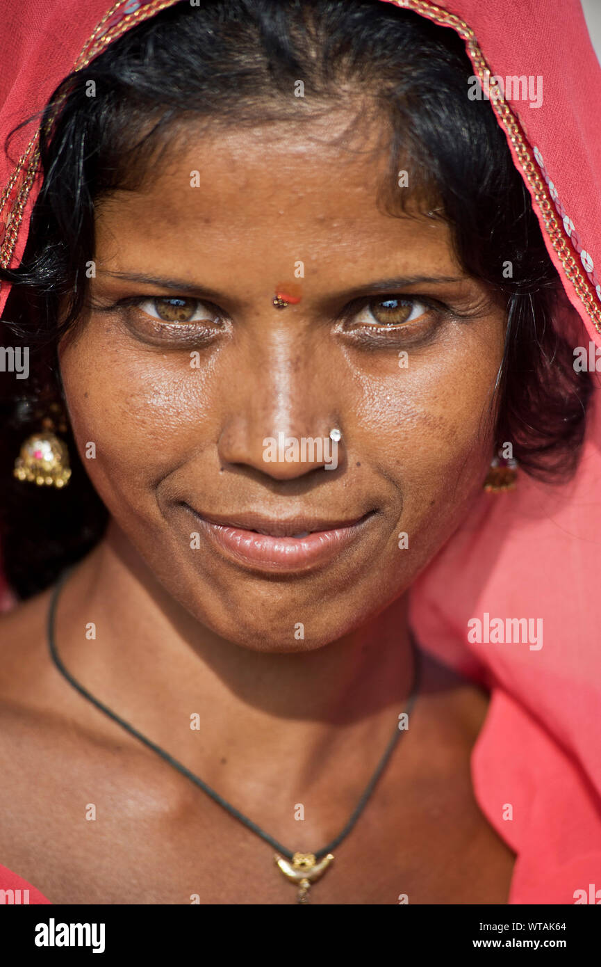 Schönen Rajasthani Frau Porträt Stockfoto